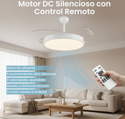 Ventilador de techo plegable con LED de 107 cm