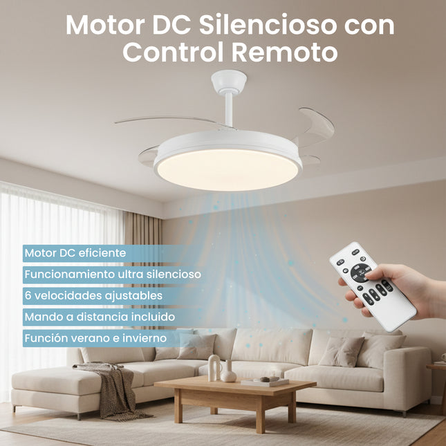Ventilador de techo plegable con LED de 107 cm