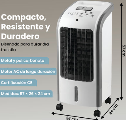 Climatizador Evaporativo Portátil 80W con Depósito de 4L