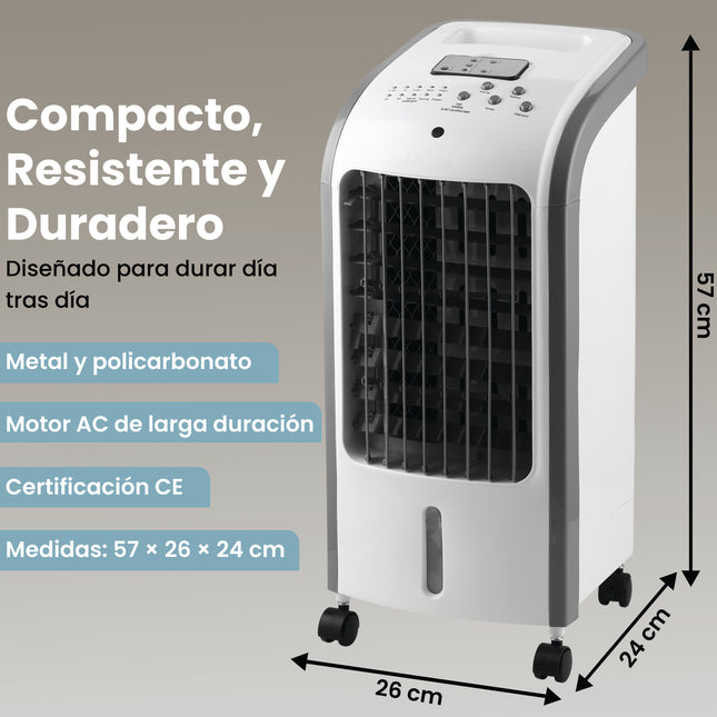Climatizador Evaporativo Portátil 80W con Depósito de 4L