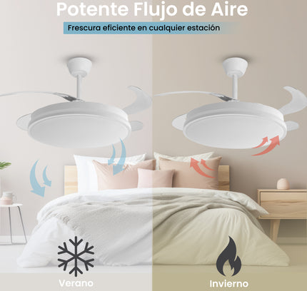 Ventilador de techo plegable con LED de 107 cm