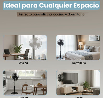 Ventilador de pie de 3 velocidades | Regulable hasta 119 cm