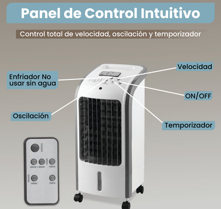 Climatizador Evaporativo Portátil 80W con Depósito de 4L