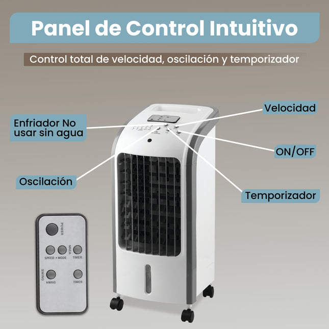 Climatizador Evaporativo Portátil 80W con Depósito de 4L