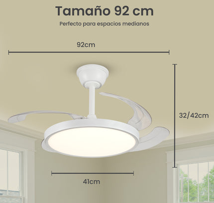 Ventilador de Techo Minimalista con luz LED y Retráctil