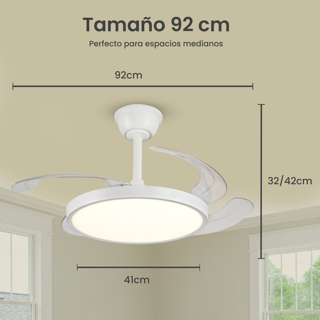 Ventilador de Techo Minimalista con luz LED y Retráctil