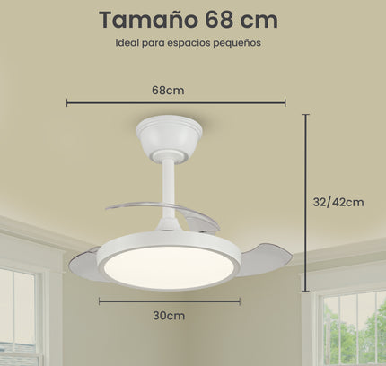 Ventilador de Techo Minimalista con luz LED y Retráctil
