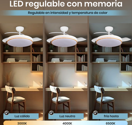 Ventilador de techo con luz LED silencioso y de bajo consumo | 107 cm