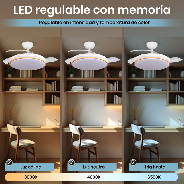 Ventilador de techo con luz LED silencioso y de bajo consumo | 107 cm