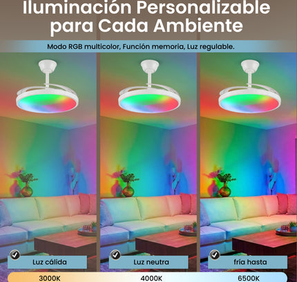Ventilador de Techo con luz LED RGB