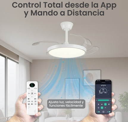 Ventilador de Techo Minimalista con luz LED y Retráctil