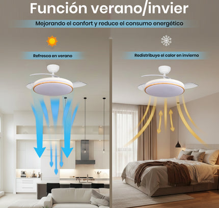 Ventilador de techo con luz LED silencioso y de bajo consumo | 107 cm