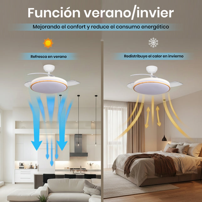 Ventilador de techo con luz LED silencioso y de bajo consumo | 107 cm