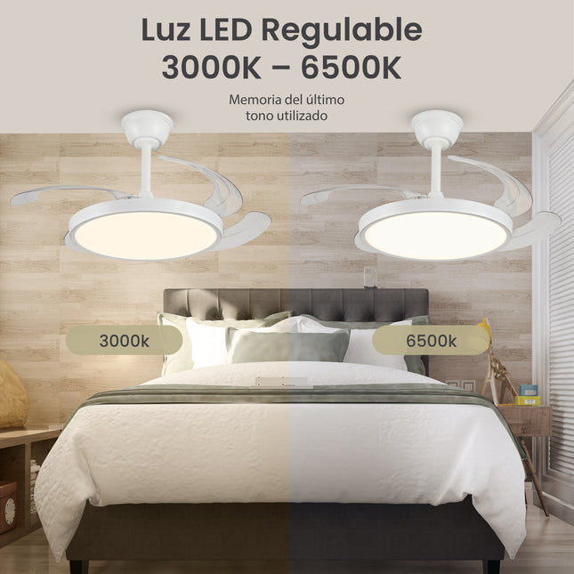 Ventilador de Techo Minimalista con luz LED y Retráctil