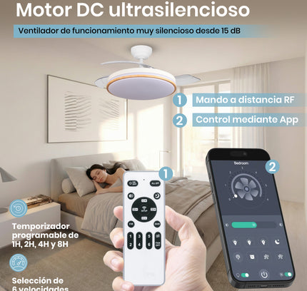 Ventilador de techo con luz LED silencioso y de bajo consumo | 107 cm