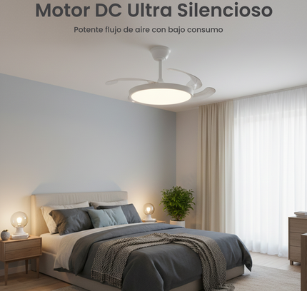 Ventilador de Techo Minimalista con luz LED y Retráctil