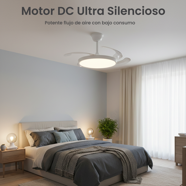 Ventilador de Techo Minimalista con luz LED y Retráctil