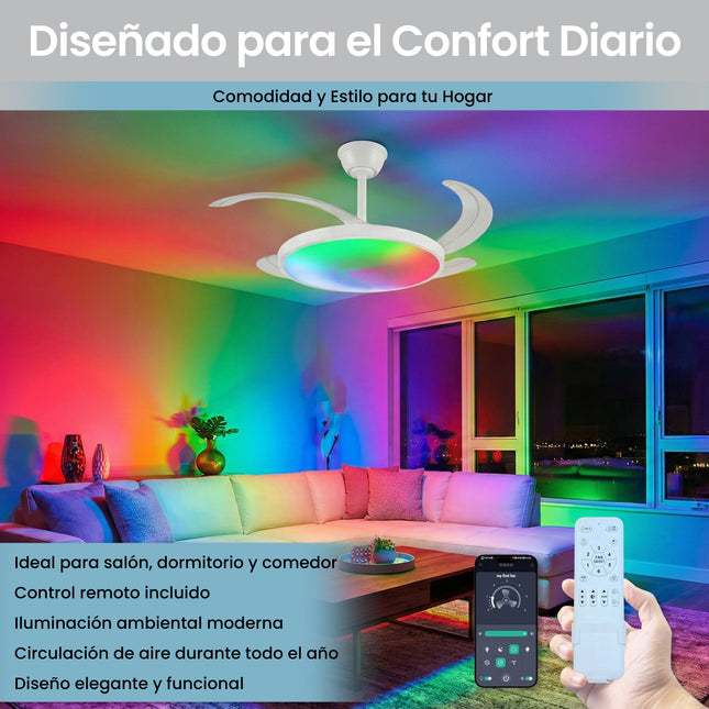 Ventilador de Techo con luz LED RGB
