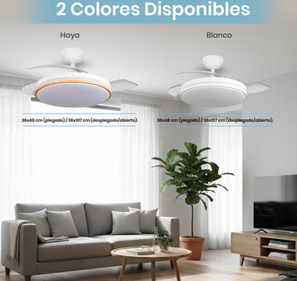 Ventilador de techo con luz LED silencioso y de bajo consumo | 107 cm