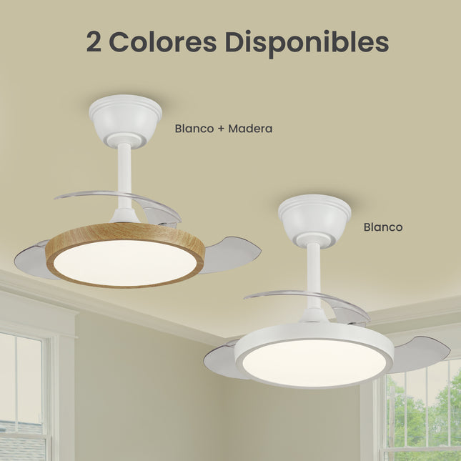 Ventilador de Techo Minimalista con luz LED y Retráctil