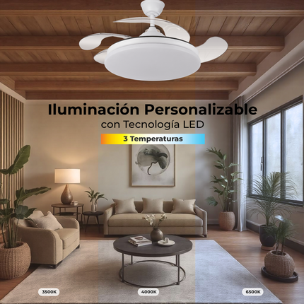 Ventilador de Aspas Retráctiles 107 cm con 32W y 4 Aspas