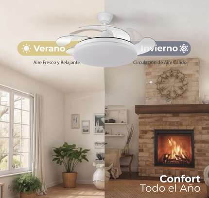 Ventilador de Aspas Retráctiles 107 cm con 32W y 4 Aspas