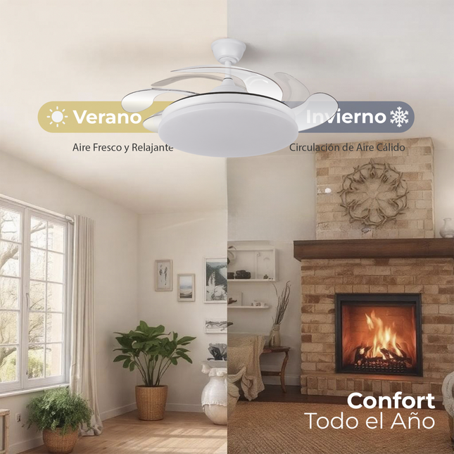Ventilador de Aspas Retráctiles 107 cm con 32W y 4 Aspas