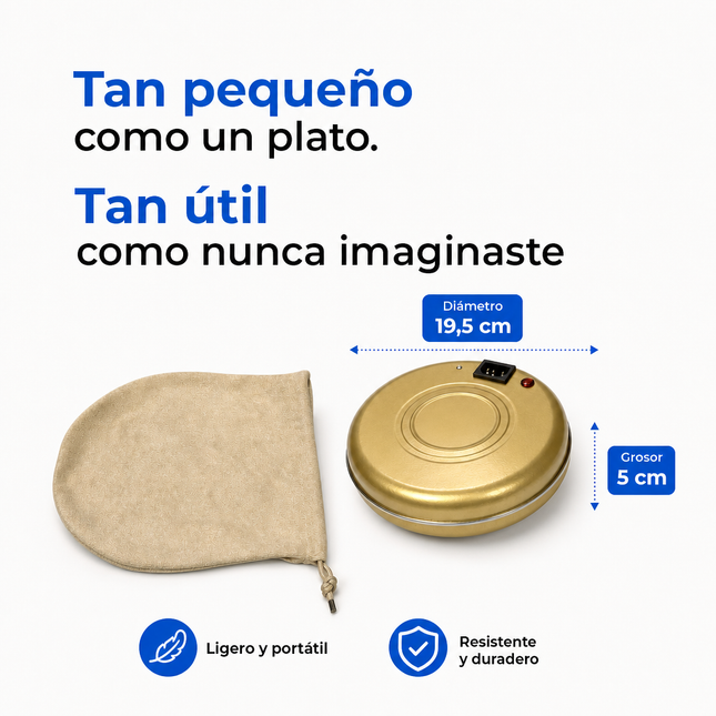 Acumulador de Calor Portátil 550W - Dorado con Funda
