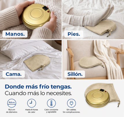 Acumulador de Calor Portátil 550W - Dorado con Funda