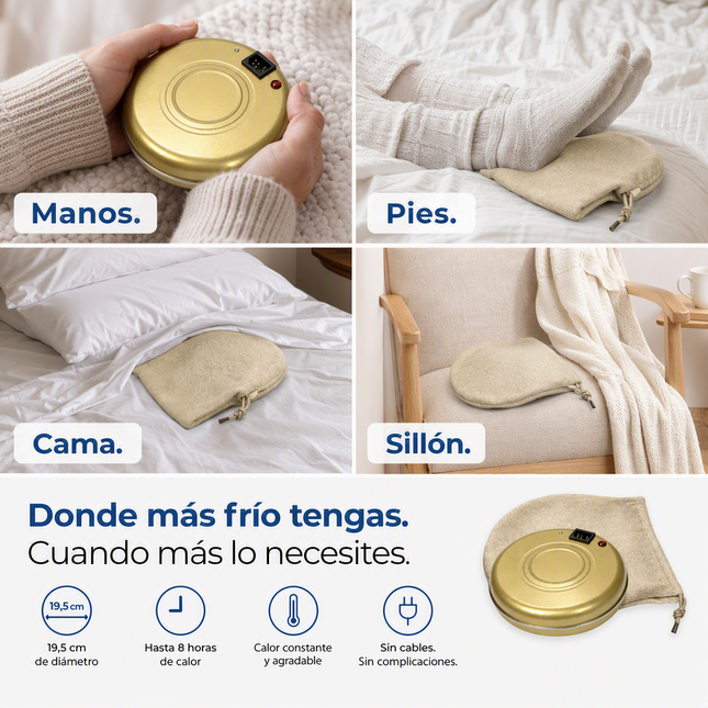 Acumulador de Calor Portátil 550W - Dorado con Funda