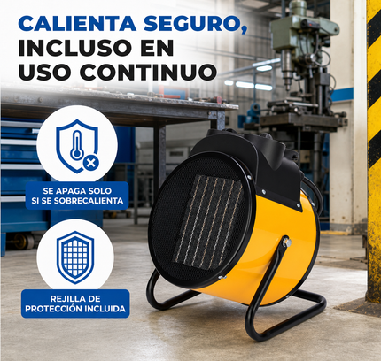 Termoventilador Cerámico Industrial con Termostato - Amarillo