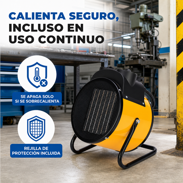 Termoventilador Cerámico Industrial con Termostato - Amarillo
