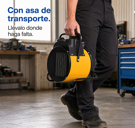 Termoventilador Cerámico Industrial con Termostato - Amarillo