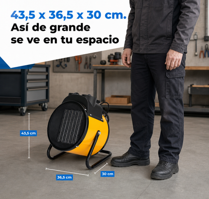 Termoventilador Cerámico Industrial con Termostato - Amarillo