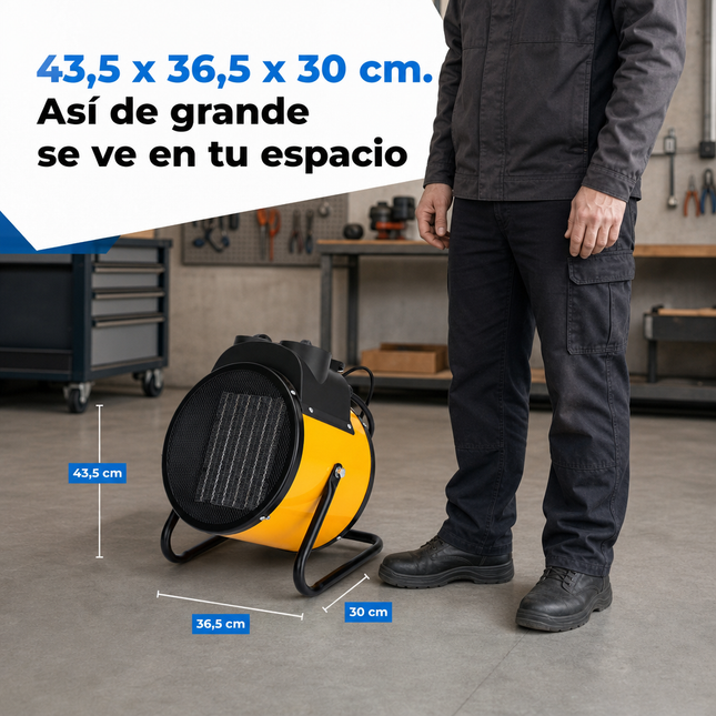 Termoventilador Cerámico Industrial con Termostato - Amarillo