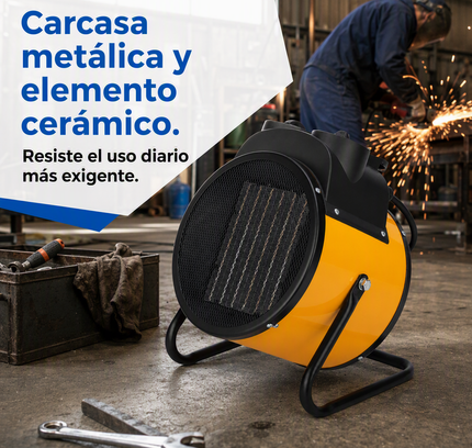 Termoventilador Cerámico Industrial con Termostato - Amarillo