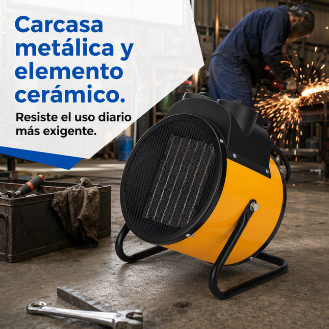 Termoventilador Cerámico Industrial con Termostato - Amarillo