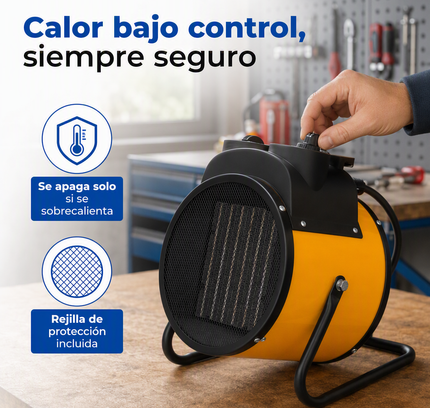 Termoventilador Cerámico Industrial con Termostato - Amarillo