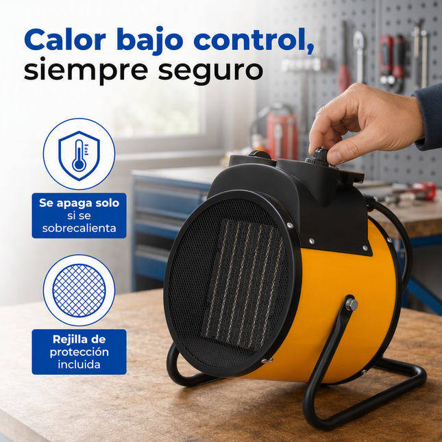 Termoventilador Cerámico Industrial con Termostato - Amarillo