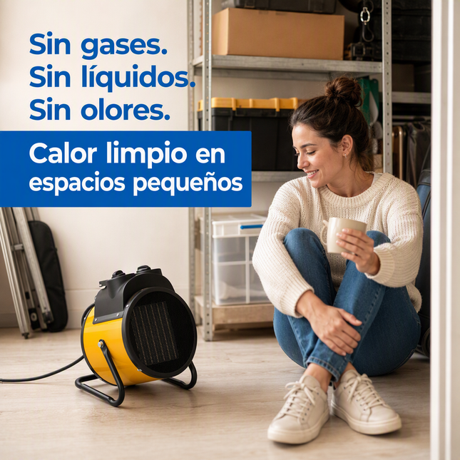 Termoventilador Cerámico Industrial con Termostato - Amarillo