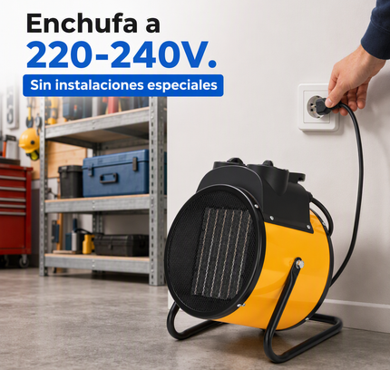 Termoventilador Cerámico Industrial con Termostato - Amarillo