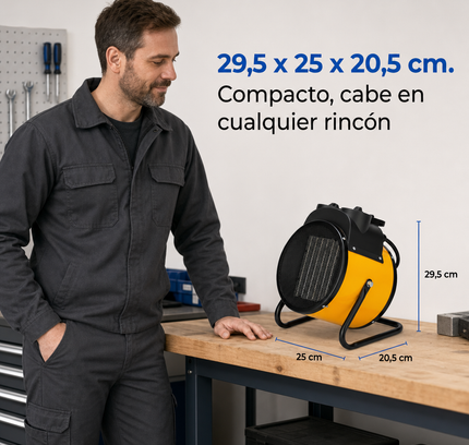 Termoventilador Cerámico Industrial con Termostato - Amarillo