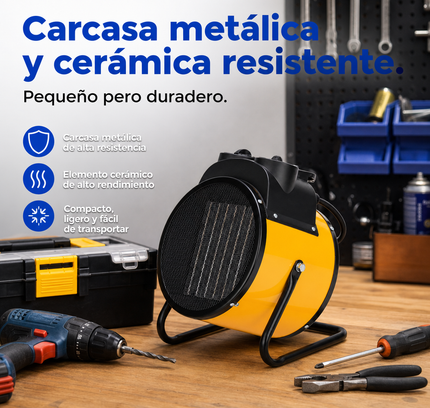 Termoventilador Cerámico Industrial con Termostato - Amarillo