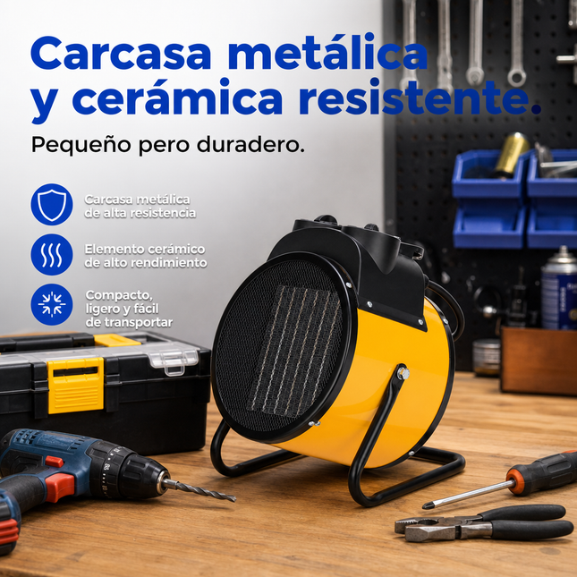 Termoventilador Cerámico Industrial con Termostato - Amarillo
