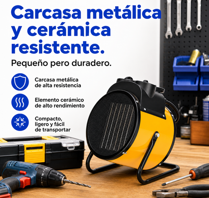 Termoventilador Cerámico Industrial con Termostato - Amarillo