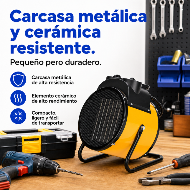 Termoventilador Cerámico Industrial con Termostato - Amarillo