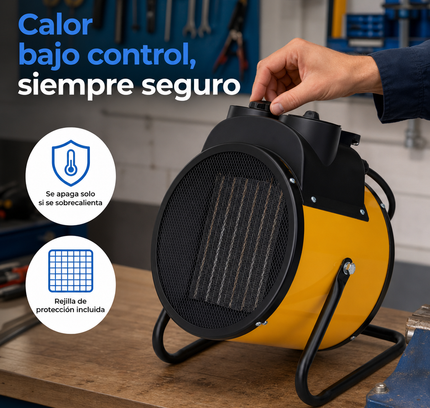 Termoventilador Cerámico Industrial con Termostato - Amarillo