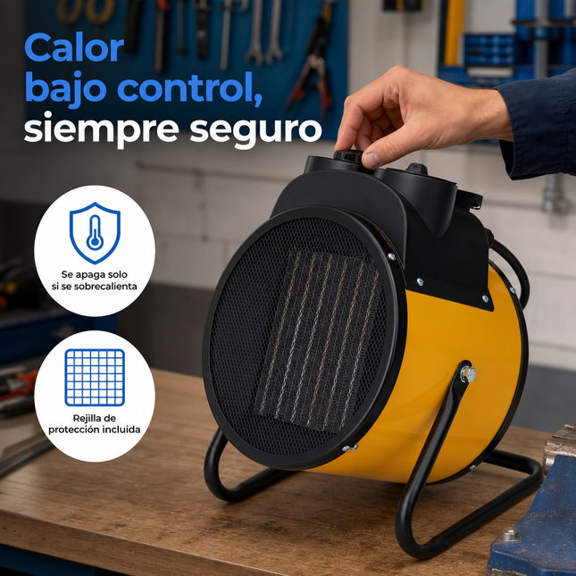 Termoventilador Cerámico Industrial con Termostato - Amarillo