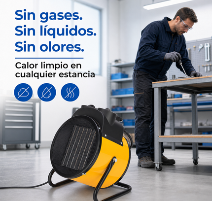 Termoventilador Cerámico Industrial con Termostato - Amarillo