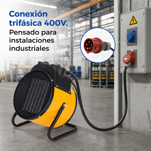Termoventilador Cerámico Industrial con Termostato - Amarillo